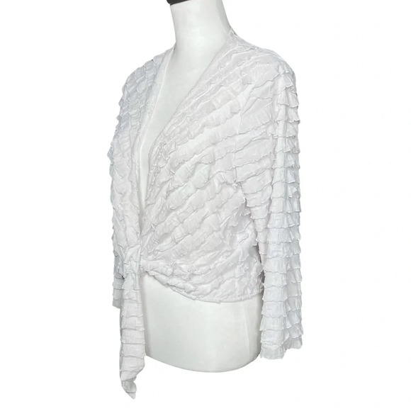 Vintage Y2K White Ruffle Tie Front Top Bolero. Size Large. Fairy, Whimsical - Picture 2 of 7